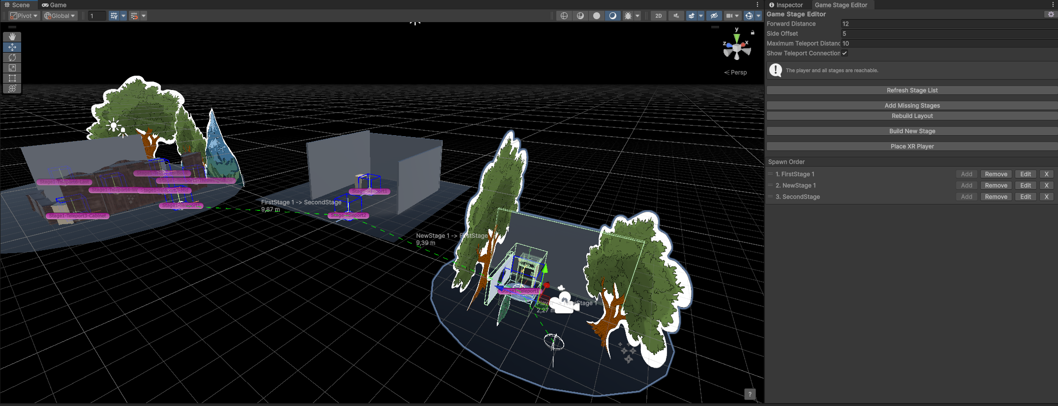 Übersicht einer mit dem Diorama Toolkit erstellten Szene